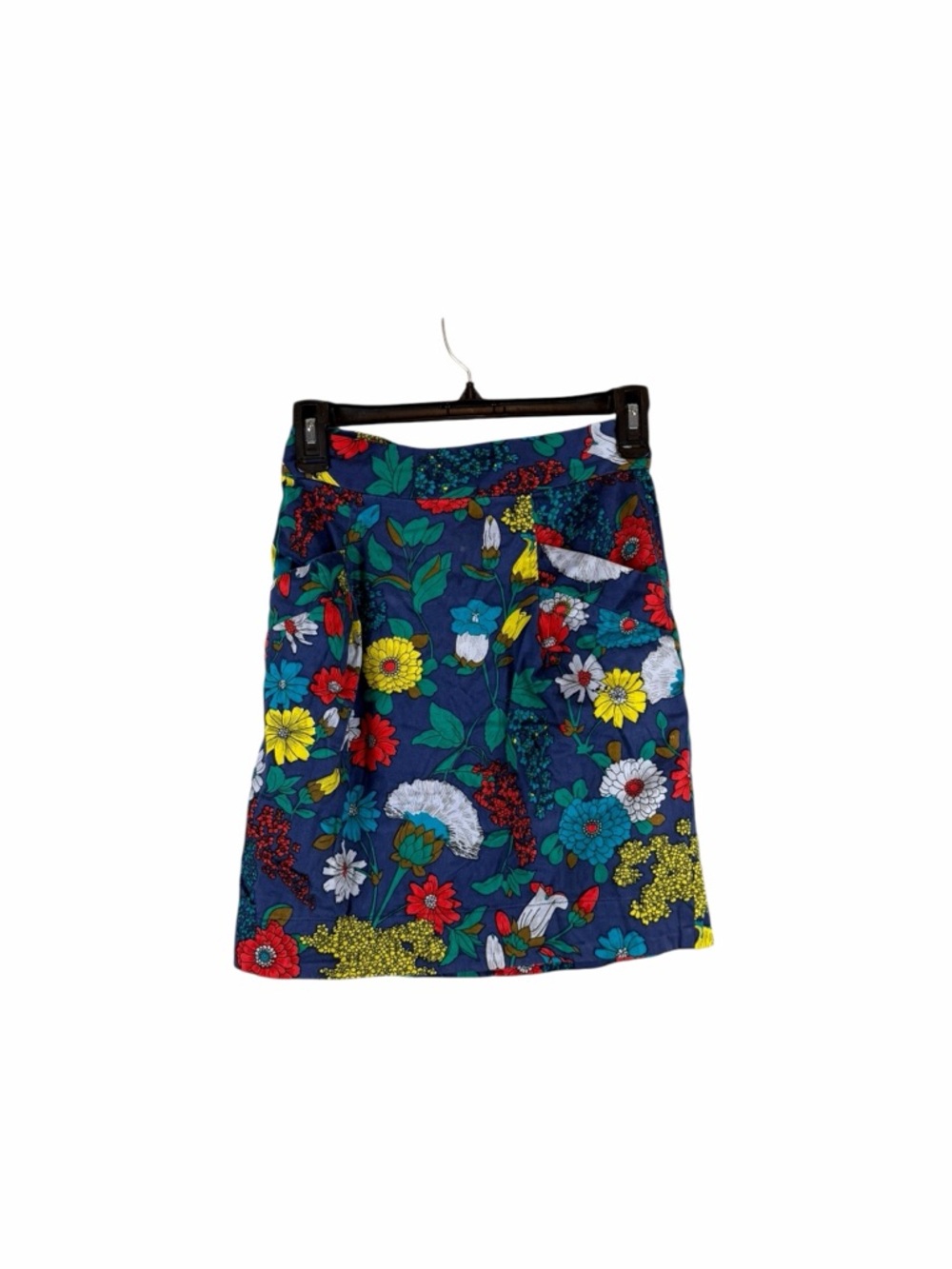 French Connection Floral Cotton A-Line Skirt Navy Multicolor Size 6